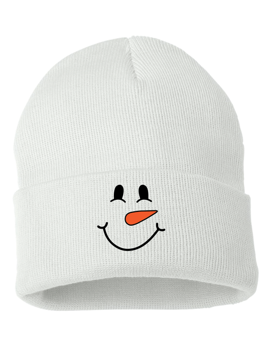 Snowman Smiley Face Embroidered - Beanie